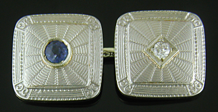 Charles Keller sapphire and diamond cufflinks. (CL9555)