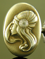 Art Nouveau heroine cufflinks. (J9211)