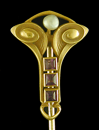 Art Nouveau Amethysts and Pearl Stickpin (SP9708)