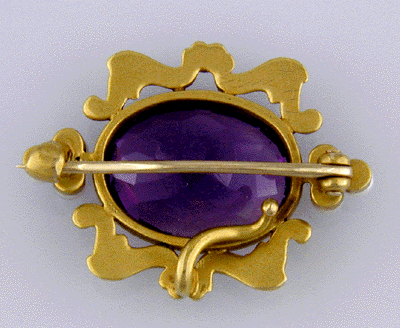 Amethyst and pearl fin de siecle brooch.