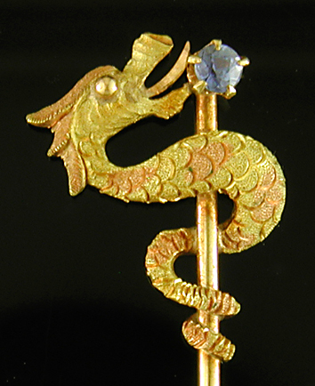 Carter, Howe sapphire and serpent stickpin. (SP9712)