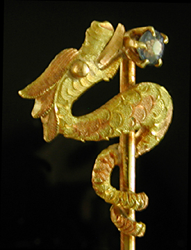 Carter, Howe sapphire and serpent stickpin. (SP9712)