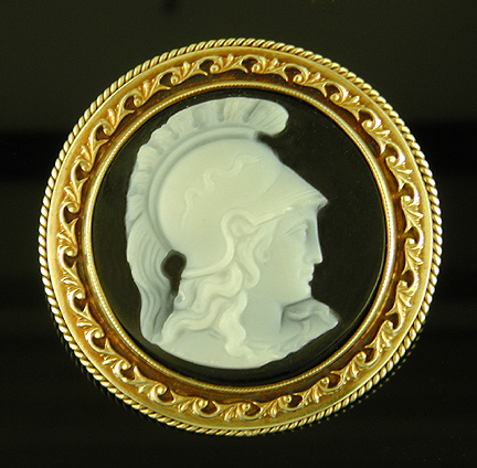 Onyx cameo brooch of Athena. (BR9696)